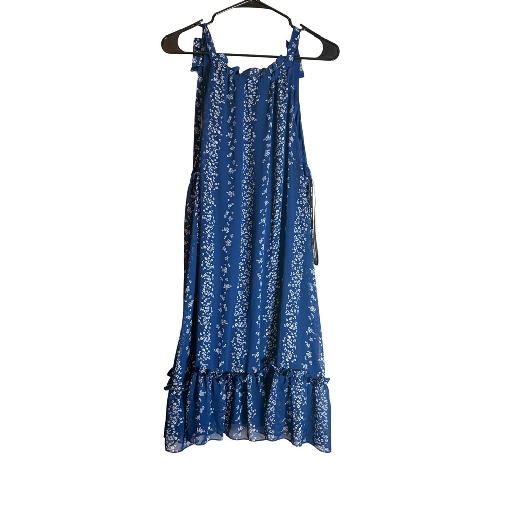 BCBG Paris Halter Mini Dress Womens XXL Blue Floral